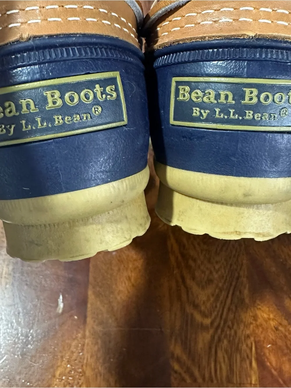 L.L. Bean Women’s size 8M rubber Moc Bean Boots Navy Tan Duck Shoes USA